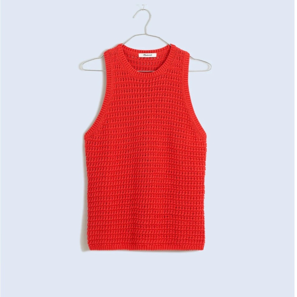 Madewell Red Crochet Knit Sleeveless Tank